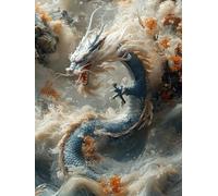 5D Diamond Painting Dragon, DIY Diamond Painting Adulte Abstrait, Broderie Diamant Strass Point de Croix Kit Complet, Peinture Diamant Adulte pour Décoration Maison, Cadeau Femme 80x110cm 4-3755