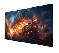 5D Diamond Painting Enfant Train, Peinture Diamant Ciel étoilé Diamond Painting Adulte Débutants DIY Broderie Diamant Kit Complet, Crystal Artisanat Dessin pour Decoration Murale 100x50cm model-8075
