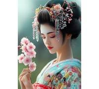 5D Diamond Painting Femme Broderie Diamant Painting Japon Peinture Diamant Adulte, Cristal Art Débutant Kit Broderie Mosaïque Activité Manuelle Adulte Pour Décoration Murale Maison 80x100 cm X4-1255