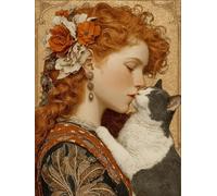 5D Diamond Painting Femme Diamond Painting Adulte Chat, Loisirs Créatifs Adultes, Débutant Cristal Art Set, Kit Diamant Art Strass Point de Croix Peinture, Tableau Decoration Murale, Cadeau -TL710Z