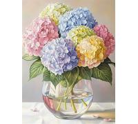 5D Diamond Painting Fleur 30x40 cm Peinture Diamant Adulte Hortensia Broderie Diamant Kit Complet Round Full Drill Diamond Painting DIY Activité Manuelle Art pour Decoration Maison Cadeau Femme G-136