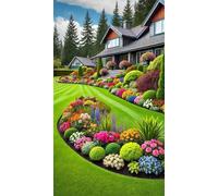 5D Diamond Painting,Fleur de prairie de maison Diamond Painting Kit Complet pour Adulte,DIY Square Drill Cristal Strass Broderie Point de Croix Peinture Diamant pour Décoration Intérieur 70x150cm