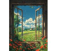 5D Diamond Painting Fleur, DIY Diamond Painting Adulte Paysage, Broderie Diamant Strass Point de Croix Kit Complet, Peinture Diamant Adulte pour Décoration Murale Maison, Cadeau Femme 50x65cm D-6409