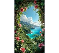 5D Diamond Painting,Fleurs des montagnes du lac Diamond Painting Kit Complet pour Adulte,DIY Square Drill Cristal Strass Broderie Point de Croix Peinture Diamant pour Décoration Intérieur 70x150cm