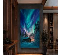 5D Diamond Painting Forêt Broderie Diamant Carré Grand Format, Diamant Painting Aurore Boréale Square Drill Peinture Diamant Adulte, Strass Point de Croix Décoration Intérieur 50x120 cm (WL1015)