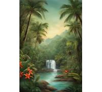 5D Diamond Painting Forêt de cascades Loisirs Créatifs Adultes DIY Peinture Diamant Painting Broderie Diamant Kit Complet Grand Format Art Craft pour Salon Chambre Décoration Murale 60x90cm W-15108