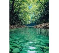 5D Diamond Painting ForêT, DIY Diamond Painting Adulte RivièRe, Broderie Diamant Strass Point de Croix Kit Complet, Peinture Diamant Adulte pour Décoration Murale Maison, Cadeau Femme 100x135cm 2-9405