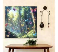 5D Diamond Painting Forêt, Peinture Diamant Adulte Rêve Broderie Diamant Kit Complet, DIY Full Drill Artisanat Cristal Painting Kit pour Débutant, Décoration Murale, Cadeau Femme 20x20cm G8-827