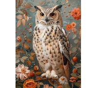 5D Diamond Painting Hibou, DIY Diamond Painting Adulte Fleur, Broderie Diamant Strass Point de Croix Kit Complet, Peinture Diamant Adulte pour Décoration Murale Maison, Cadeau Femme 50x65cm 8-7779