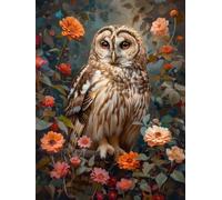 5D Diamond Painting Hibou, DIY Diamond Painting Adulte Fleur, Broderie Diamant Strass Point de Croix Kit Complet, Peinture Diamant Adulte pour Décoration Murale Maison, Cadeau Femme 70x95cm 7-5023