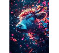 5D Diamond Painting, Highland Cow Diamond Painting Complet avec Round Drill, DIY Peinture Diamant Paintings pour Adulte Enfant Broderie Point de Croix Kit, Decoration Salon, Cadeau Femme 40x50cm V-28