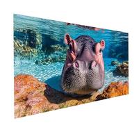5D Diamond Painting Hippopotame Diamant Painting Kit Broderie Point de Croix 30 x 60CM, Loisirs Créatifs Adultes Strass Toile Peinture Animal, Peinture Diamant pour Decoration Murale Cadeau GYL2468