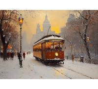 5D Diamond Painting Hiver, Kit Peinture Diamant Adulte, Vue Sur La Rue 1 Diamond Painting Broderie Complet Art du Diamant Point De Croix Cristal Kit, Cadeau Femme Débutants Maison Decor 35x45cm T0U583