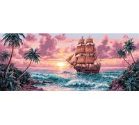 5D Diamond Painting Kit Bateau Square Drill Diamant Kit de Peinture DIY pour Adultes Débutants Artisanal Diamant Art Peinture Strass Point de Croix Paintings pour Maison Décor 40x120cm Ap2218