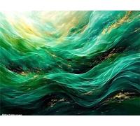 5D Diamond Painting Kit Complet Abstrait vert Peinture Diamant Adulte Loisirs Créatifs Broderie Diamant Painting, DIY Rond Diamant Art Craft pour Décoration Chambre Diamond Painting 90x60cm k-462