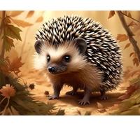 5D Diamond Painting Kit Complet Animal Hérisson Peinture Diamant Adulte Loisirs Créatifs Broderie Diamant Painting, DIY Rond Diamant Art Craft pour Décoration Chambre Diamond Painting 35x25cm k-474