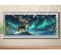 5D Diamond Painting Kit Complet,Bricolage Peinture Diamant Artisanat Cristal Painting pour Adultes 60x120cm,Aurore,Élan Kit Diamond Painting Enfant,Tableau Strass Diamant pour Murale Décor 59E-2513