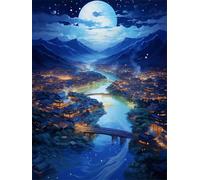 5D Diamond Painting Kit Complet, Broderie Diamant DIY Peinture Diamant 5D Complet Canevas Diamant Painting, Perle Diamant à Coller Tableau Peinture, Dessin Diamant pour Mural Décoration Moon 40x60cm