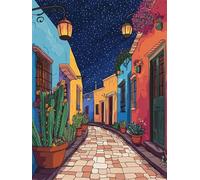 5D Diamond Painting Kit Complet, Diamond Painting Enfant Abstrait Plein Foret Peinture Diamant Rue pour Débutant, Activité Manuelle Cristal Art Canevas Kit pour Décoration Murale 20x30cm Z#-1464