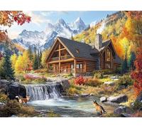 5D Diamond Painting Kit Complet, Diamond Painting Enfant Automne Plein Foret Peinture Diamant Maison en bois pour Débutant, Activité Manuelle Cristal Art Canevas Kit pour Décoration 30x40cm Z#-60