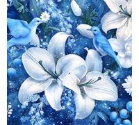 5D Diamond Painting Kit Complet, Diamond Painting Enfant Fleur Plein Foret Peinture Diamant Lis pour Adulte Débutant, Activité Manuelle Cristal Art Canevas Kit pour Décoration Murale 80x80cm FX#555