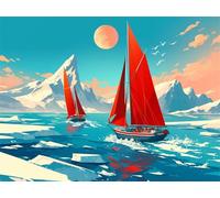 5D Diamond Painting Kit Complet, Diamond Painting Enfant Océan Plein Foret Peinture Diamant Bateau pour Débutant, Activité Manuelle Cristal Art Canevas Kit pour Décoration Murale 25x35cm Z#-1164