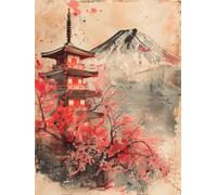 5D Diamond Painting Kit Complet, Diamond Painting grenier Japon, DIY Full Drill Diamant Gemme Point de Croix Art Kit, Loisirs Créatifs Adultes Maison Décor 40x55cm Automne Femmes Cadeaux 0j-196