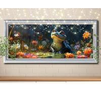 5D Diamond Painting Kit Complet,DIY Peinture Diamant Artisanat Cristal Painting Adultes 100x250cm,Petit Crocodile,Paysage Kit Diamond Painting,Tableau Strass Diamant Arts pour Murale Décor 59E-6000