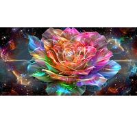 5D Diamond Painting Kit Complet Fleur arc-en-ciel, Ronde Diamond Dots, DIY Diamand Painting Fantaisie Diamond Painting Débutant, Cristal Art Paintings Set pour Tableau Decoration Murale, 60x120cm