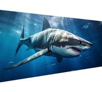 5D Diamond Painting Kit Complet Grand Format xxl, Animal requin Adultes DIY Art du Diamant Peinture Kits, Ronde Diamond, Cristal Strass Point de Croix Painting pour Murale Décoration 60x30cm G-27
