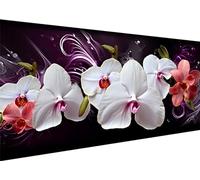 5D Diamond Painting Kit Complet Grand Format xxl, Fleur d'orchidée Adultes DIY Art du Diamant Peinture Kits, Ronde Diamond, Cristal Strass Point de Croix Painting pour Murale Décoration 60x30cm G-287