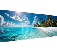 5D Diamond Painting Kit Complet Grand Format XXL, Paysage de plage Adultes DIY Art du Diamant Peinture Kits, Square Diamond, Cristal Strass Point de Croix Painting pour Murale Décoration 125x50cm Y313