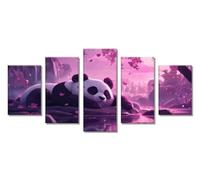 5D Diamond Painting Kit Complet Panda 5 Panneaux Peinture Diamant Adulte, DIY Strass Point de Croix Broderie Diamant Kit Complet, Paysage Loisirs Créatifs Adultes pour Maison Décor 300x180cm C-8064