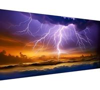 5D Diamond Painting Kit Complet Paysage de la foudre, Ronde Diamond, DIY Diamand Painting Diamant Painting Adulte Enfant Broderie Point de Croix Painting Set pour Murale Maison Décor 90x40cm K-190