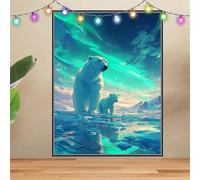 5D Diamond Painting Kit Complet,Peinture Diamant Artisanat Cristal Painting pour Adultes 30x40cm,Aurore,Ours Polaire Kit Diamond Painting Enfant,Tableau Strass Diamant Arts pour Murale Décor F2072