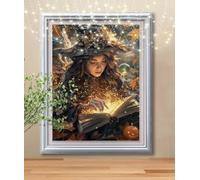 5D Diamond Painting Kit Complet,Peinture Diamant Artisanat Cristal Painting pour Adultes 35x47cm,SorcièRe,Boule De Cristal Kit Diamond Painting Enfant,Tableau Strass Diamant pour Murale Décor C2181
