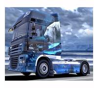 5D Diamond Painting Kit DIY, Camion Bleu Diamond Painting Art Complet Cristal Strass Adulte Broderie Point De Croix Artisanat pour Salon Chambre Bureau la décor Cadeau Round Drill,40x50cm