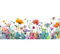 5D Diamond Painting Kit Fleurs Aquarelle Round Drill Diamant Kit de Peinture DIY Adultes Débutants Artisanal Diamant Art Peinture Strass Point de Croix Paintings pour Maison Décor 40x120cm Ap13039