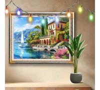 5D Diamond Painting Kit pour Adulte,DIY Bord de mer,Voilier Peinture Diamant Kit,Cristal Art Peinture Broderie Diamant Grand 80x60cm,Diamant Point de Croix Painting pour Décoration Intérieur 511N-1785