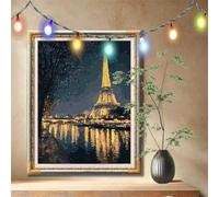 5D Diamond Painting Kit pour Adulte,DIY Rivière,Tour Eiffel Peinture Diamant Kit,Cristal Art Peinture Broderie Diamant Grand 80x107cm,Diamant Point de Croix Painting pour Décoration Intérieur 59N-3347