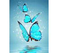 5D Diamond Painting Kit pour Noël Papillon bleu sur l'eau DIY Kit de Peinture Diamant Complet,Diamant Painting pour Enfants/Adultes Décor D'intérieur Round Drill 30x40cm