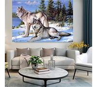 5D Diamond Painting kit Strass Complet,Animaux Forêt Loup Broderie Diamant Painting Grand Format,DIY Peinture Numero Adulte Enfant perle diamant a coller Canevas Diamant Art Craft Home Decor 80x40cm