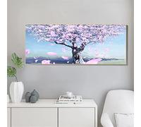 5D Diamond Painting kit Strass Complet,Arbre rose Broderie Diamant Painting Grand Format,DIY Peinture Diamant Numero Adulte Enfant perle diamant a coller Canevas Diamant Art Craft Home Decor 100x50cm