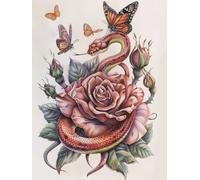 5D Diamond Painting Kits Complet, Animaux, serpents, fleurs et papillons Broderie Diamant Peinture Kits, Broderie Diamant kit Complet pour Décor à La Maison 40x50cm