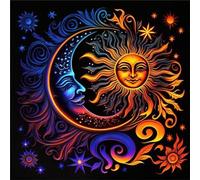 5D Diamond Painting Kits Dieu Soleil Lune,DIY Broderie Diamond Painting Kit Complet pour Adultes Enfants Peinture Diamant Artisanat Strass Point de Croix Painting Maison Murale Décoration Rond,40x40cm