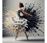 5D Diamond Painting Kits Fille de piano abstraite,DIY Broderie Diamond Painting Kit Complet pour Adultes Enfants Peinture Diamant Art Strass Point de Croix Painting Maison Murale Décor Rond,30x30cm