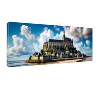 5D Diamond Painting Kits Le Mont Saint Michel, Peinture à Faire Soi-Même Avec des D'Art de Diamant Adulte Carrée Plein Forage Cristal Diamant pour Décoration Murale de Bureau à Domicile 40x100cm H-753