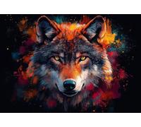 5D Diamond Painting Le Loup, Kit Peinture Diamant Adulte, Coloré Diamond Painting Broderie Complet Art du Diamant Point De Croix Cristal Kit, Cadeau Femme Débutants Maison Murale Decor 70x90cm T0U-709