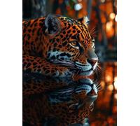 5D Diamond Painting LéOpard, DIY Diamond Painting Adulte Animal, Broderie Diamant Strass Point de Croix Kit Complet, Peinture Diamant Adulte pour Décoration Murale Maison, Cadeau Femme 30x40cm 9-2962