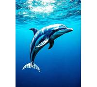 5D Diamond Painting Les dauphins, DIY Broderie Diamant Painting Kit Complet, Mosaïque Diamant Painting, Bricolage Diamond Painting Adulte Enfant Artisanat, Pour Décoration D'Intérieur 20x30cm L-2